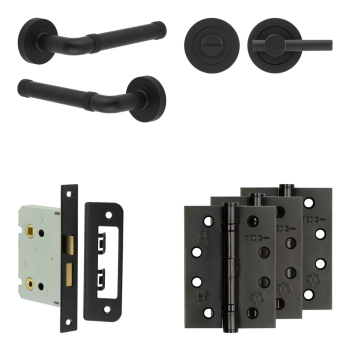 Complete Midtown Door Handle Pack - Bathroom - Black Complete Midtown Door Handle Pack - Bathroom - Black