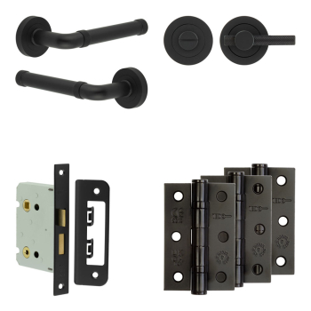 Complete Midtown Door Handle Pack - Bathroom - Black Complete Midtown Door Handle Pack - Bathroom - Black