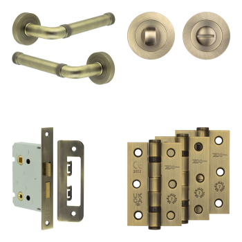 Complete Midtown Door Handle Pack - Bathroom - Antique Brass Complete Midtown Door Handle Pack - Bathroom - Antique Brass