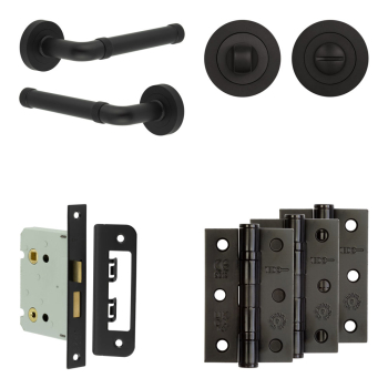 Complete Midtown Door Handle Pack - Bathroom - Black Complete Midtown Door Handle Pack - Bathroom - Black