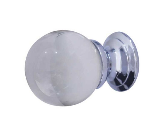 Jedo Plain Ball Glass Cupboard Knobs 25mm Polished Chrome