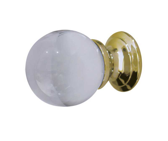 Jedo Plain Ball Glass Cupboard Knobs 30mm Polished Brass