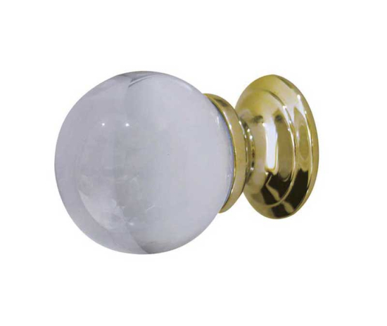 Jedo Plain Ball Glass Cupboard Knobs 35mm Polished Brass