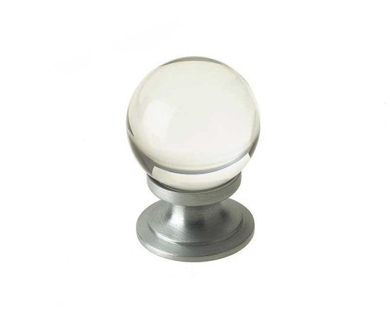 Jedo Plain Ball Glass Cupboard Knobs 35mm Satin Chrome
