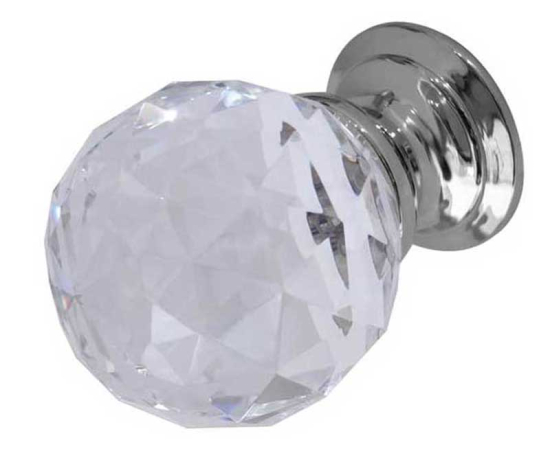 Jedo Faceted Glass Cupboard Knobs 30mm Polished Chrome