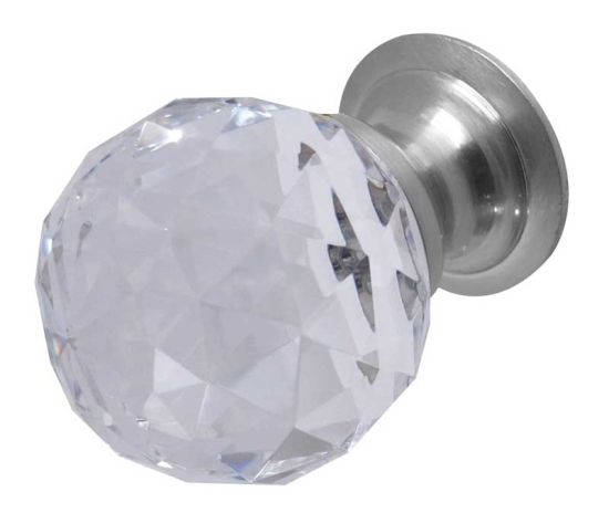 Jedo Faceted Glass Cupboard Knobs 40mm Satin Chrome