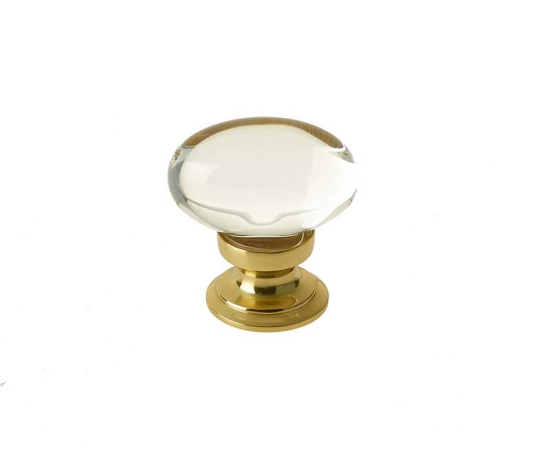 Jedo Oval Glass Cupboard Knobs 31x19mm Polished Brass