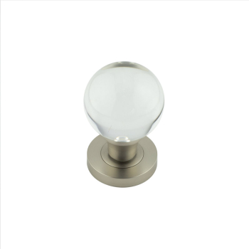 Satiin Nickel Plain Glass Ball Mortice Knob Satiin Nickel Plain Glass Ball Mortice Knob
