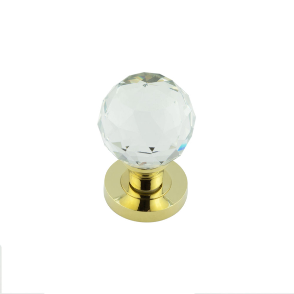 PVD Faceted Glass Mortice Knob