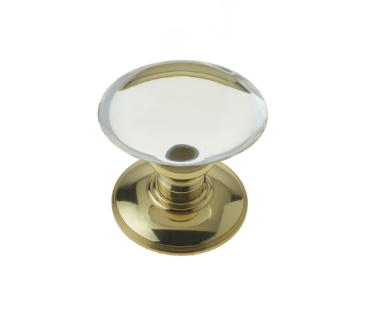 Jedo Oval Glass Mortice Door Knobs Polished Brass