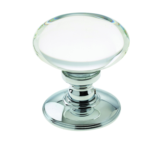 Jedo Oval Glass Mortice Door Knobs Polished Chrome