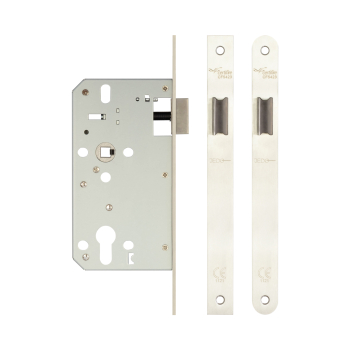 72mm Satin Stainless Steel Din Euro Latch Radiused 60mm Backset 72mm Satin Stainless Steel Din Euro Latch Radiused 60mm Backset