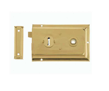 Reversible Rim Lock 152x102mm Polished Brass Reversible Rim Lock 152x102mm Polished Brass