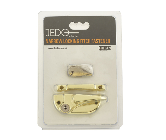 Narrow Locking Fitch Fastener Polished Brass
