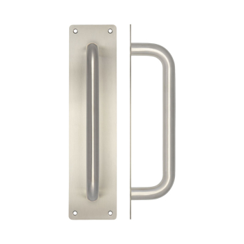 Stainless Steel Pull Handles w/ Plate 225x19mm Satin Stainless Steel Stainless Steel Pull Handles w/ Plate 225x19mm Satin Stainless Steel