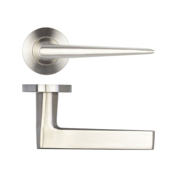 Meteor Door Handle on Rose Grade 304 Satin Stainless Steel Meteor Door Handle on Rose Grade 304 Satin Stainless Steel