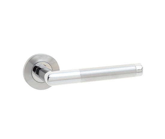 Cambrio Door Handle on Rose Grade 304 Satin & Polished Stainless Steel