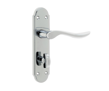 Henley Suite Door Handle on Bathroom Plate Polished Chrome Henley Suite Door Handle on Bathroom Plate Polished Chrome