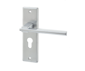 Delta Suite Door Handles on Euro Profile Lockplate Satin Chrome Delta Suite Door Handles on Euro Profile Lockplate Satin Chrome