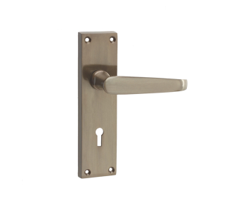 Victorian Straight Door Handle on Lockplate Dark Bronze Victorian Straight Door Handle on Lockplate Dark Bronze