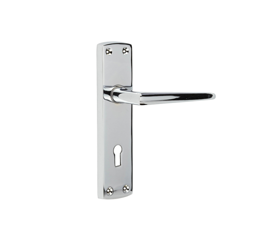 Bray Door Handle on Lockplate Polished Chrome