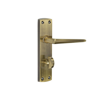 Bray Door Handle on Bathroom Plate Antique Bronze Bray Door Handle on Bathroom Plate Antique Bronze