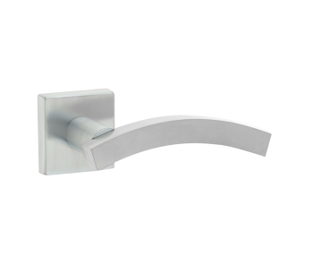 Kubus Curved Door Handle on Rose Satin Chrome Kubus Curved Door Handle on Rose Satin Chrome