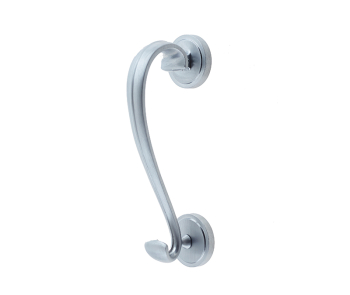 Jedo Sloane Door Knocker with Round Rose 196mm Satin Chrome Jedo Sloane Door Knocker with Round Rose 196mm Satin Chrome