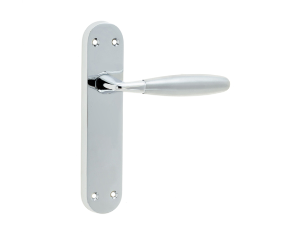 Stylo Suite Door Handle on Latchplate Polished Chrome/Satin Chrome