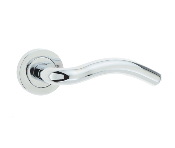 Flow Door Handle on Rose Polished Chrome Flow Door Handle on Rose Polished Chrome