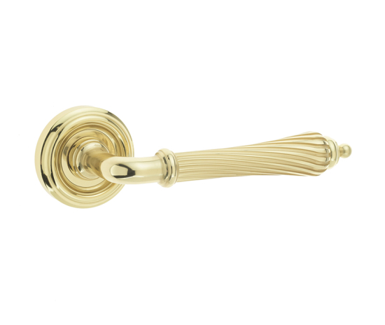 Giselle Door Handle on Rose Polished Brass