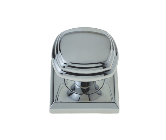 Jedo Piazza Mortice Door Knobs on Square Rose Polished Chrome