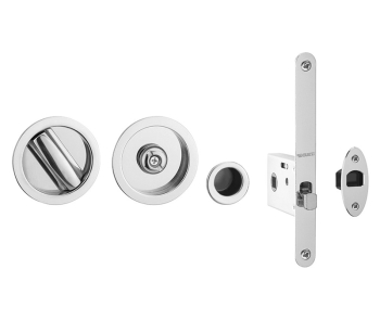 Jedo Bathroom Lock C/W Circular Furniture To suit doors 35 to 38mm Polished Chrome Jedo Bathroom Lock C/W Circular Furniture To suit doors 35 to 38mm Polished Chrome
