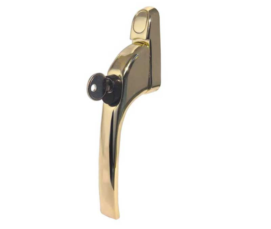Modern Locking Espagnolette Window Fastener Polished Brass