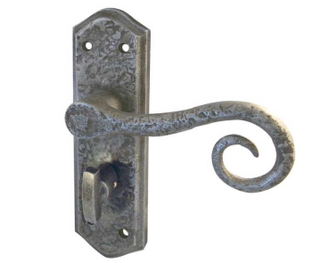 Royal Suite Door Handle on Bathroom Plate Pewter Royal Suite Door Handle on Bathroom Plate Pewter